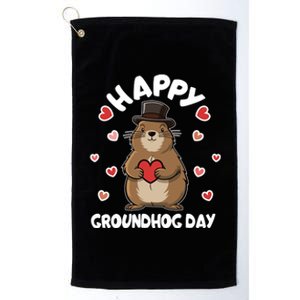 Happy Groundhog Day Punxsutawney Phil Platinum Collection Golf Towel