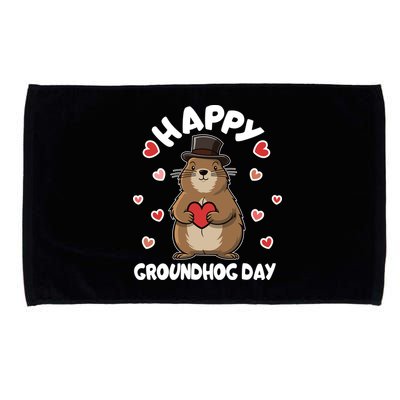 Happy Groundhog Day Punxsutawney Phil Microfiber Hand Towel