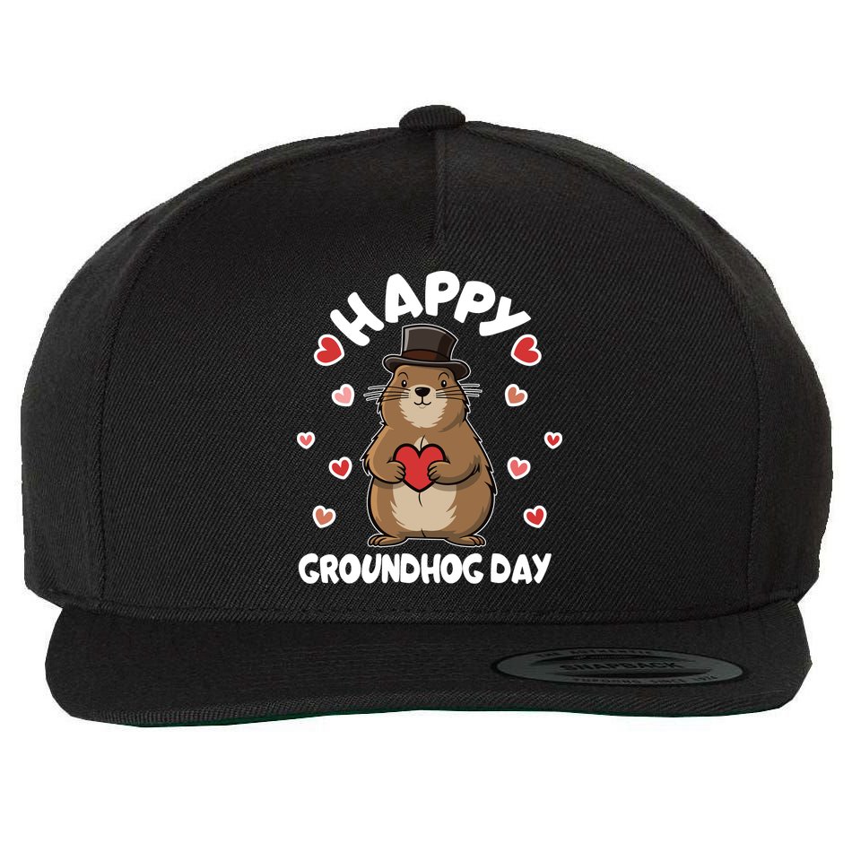 Happy Groundhog Day Punxsutawney Phil Wool Snapback Cap