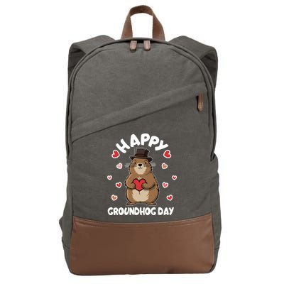 Happy Groundhog Day Punxsutawney Phil Cotton Canvas Backpack