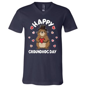 Happy Groundhog Day Punxsutawney Phil V-Neck T-Shirt