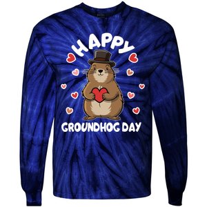 Happy Groundhog Day Punxsutawney Phil Tie-Dye Long Sleeve Shirt