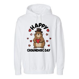 Happy Groundhog Day Punxsutawney Phil Garment-Dyed Fleece Hoodie