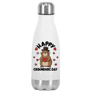 Happy Groundhog Day Punxsutawney Phil Stainless Steel Insulated Water Bottle