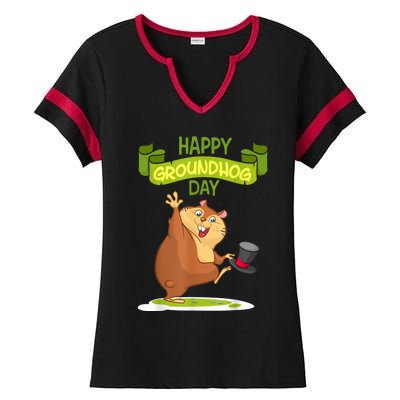 Happy Groundhog Day Funny Groundhog Day Ladies Halftime Notch Neck Tee