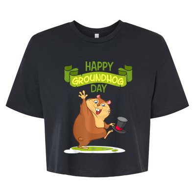 Happy Groundhog Day Funny Groundhog Day Bella+Canvas Jersey Crop Tee