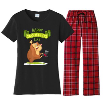 Happy Groundhog Day Funny Groundhog Day Women's Flannel Pajama Set