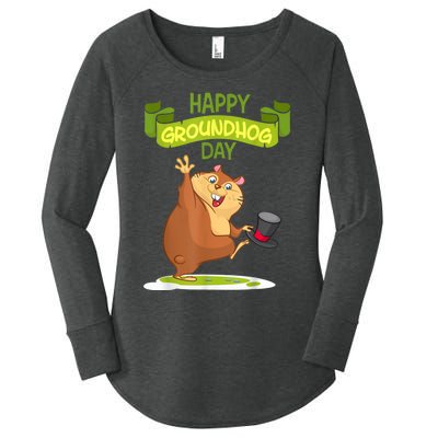 Happy Groundhog Day Funny Groundhog Day Women's Perfect Tri Tunic Long Sleeve Shirt