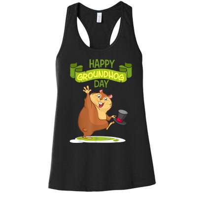 Happy Groundhog Day Funny Groundhog Day Women's Racerback Tank