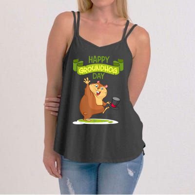 Happy Groundhog Day Funny Groundhog Day Women's Strappy Tank