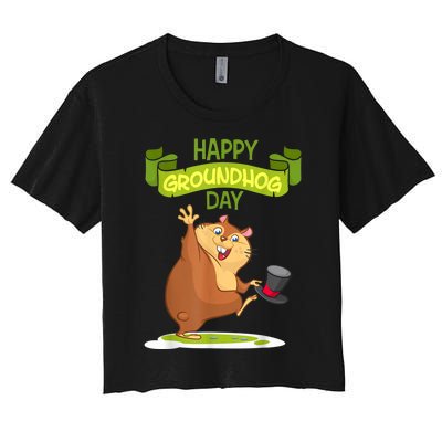 Happy Groundhog Day Funny Groundhog Day Women's Crop Top Tee