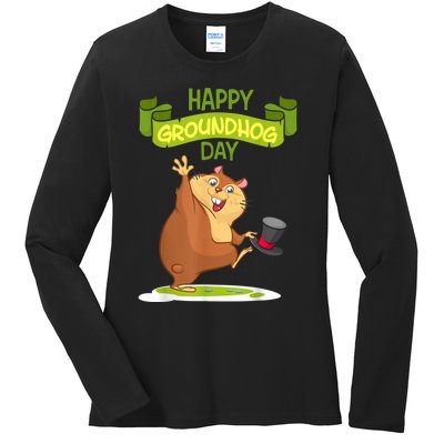 Happy Groundhog Day Funny Groundhog Day Ladies Long Sleeve Shirt