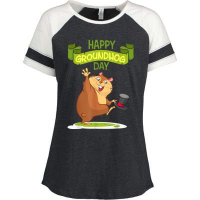 Happy Groundhog Day Funny Groundhog Day Enza Ladies Jersey Colorblock Tee