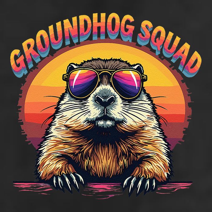 Happy Groundhog Day 2025 Funny Groundhog Squad Gift 7 Panel Mesh Trucker Snapback Hat