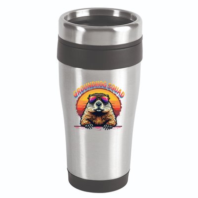 Happy Groundhog Day 2025 Funny Groundhog Squad Gift 16oz Travel Tumbler