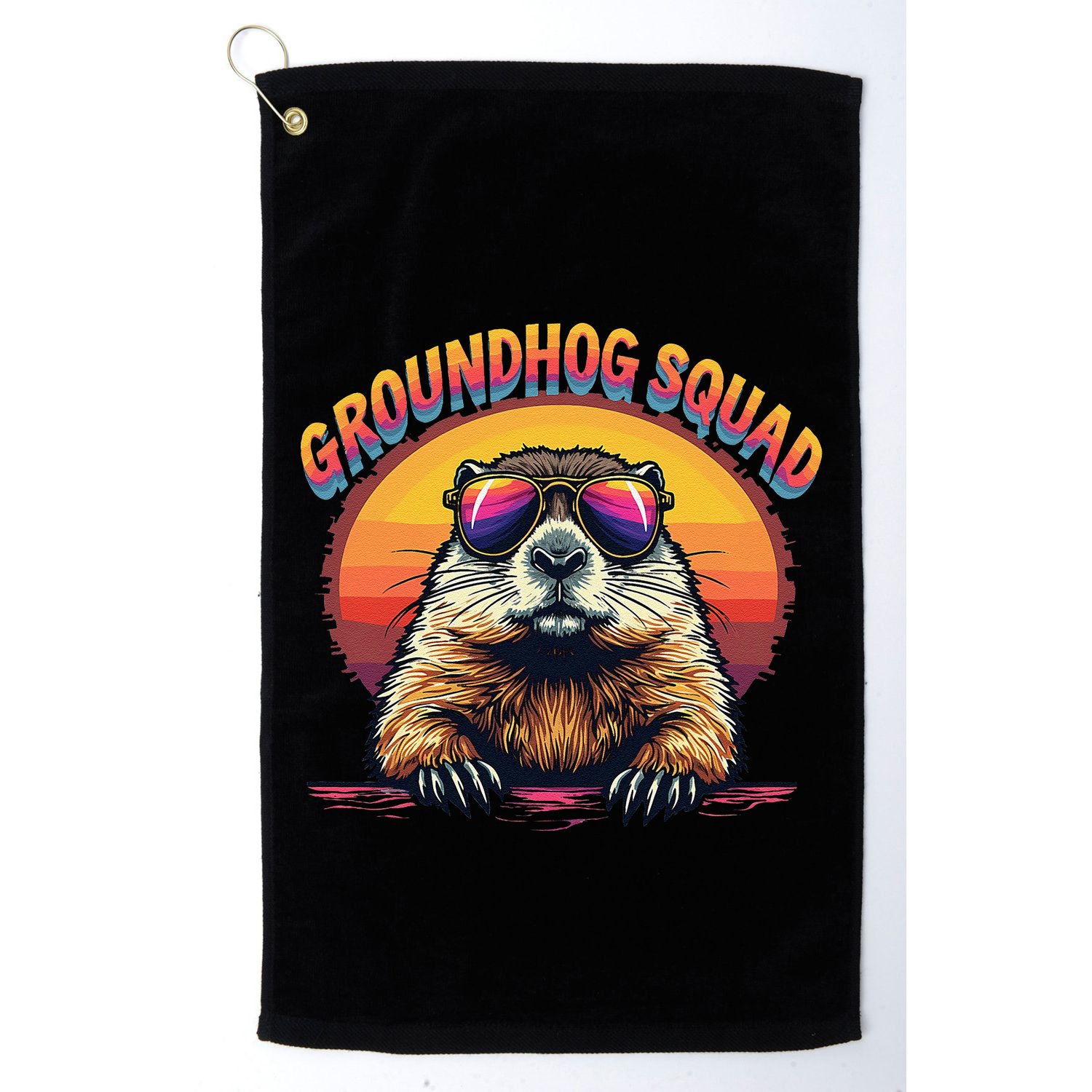 Happy Groundhog Day 2025 Funny Groundhog Squad Gift Golf Towel