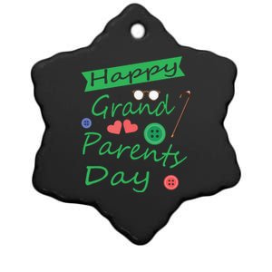 HAPPY GRANDPARENTS DAY T Ceramic Star Ornament