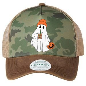 Halloween Ghost Drinking Coffee Ghost Ice Coffee Legacy Tie Dye Trucker Hat