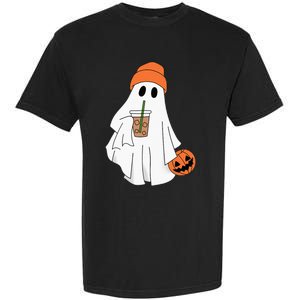 Halloween Ghost Drinking Coffee Ghost Ice Coffee Garment-Dyed Heavyweight T-Shirt