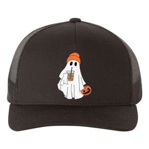 Halloween Ghost Drinking Coffee Ghost Ice Coffee Yupoong Adult 5-Panel Trucker Hat