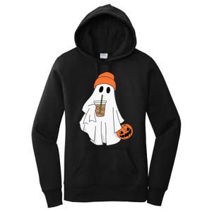 Halloween Ghost Drinking Coffee Ghost Ice Coffee Women's Pullover Hoodie