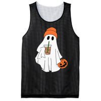 Halloween Ghost Drinking Coffee Ghost Ice Coffee Mesh Reversible Basketball Jersey Tank