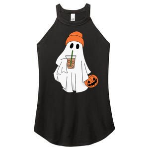 Halloween Ghost Drinking Coffee Ghost Ice Coffee Women's Perfect Tri Rocker Tank