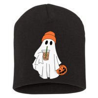 Halloween Ghost Drinking Coffee Ghost Ice Coffee Short Acrylic Beanie