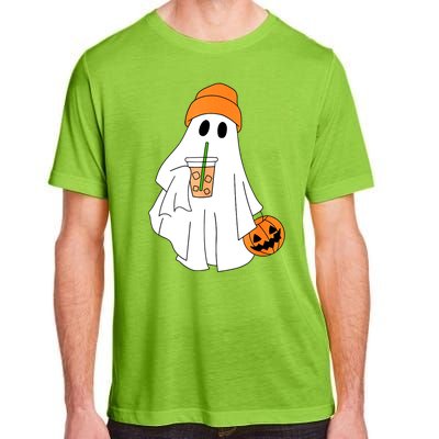 Halloween Ghost Drinking Coffee Funny Ghost Ice Coffee Gift Adult ChromaSoft Performance T-Shirt