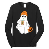 Halloween Ghost Drinking Coffee Funny Ghost Ice Coffee Gift Long Sleeve Shirt