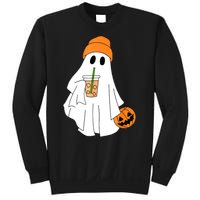 Halloween Ghost Drinking Coffee Funny Ghost Ice Coffee Gift Sweatshirt