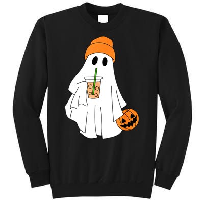 Halloween Ghost Drinking Coffee Funny Ghost Ice Coffee Gift Sweatshirt