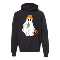 Halloween Ghost Drinking Coffee Funny Ghost Ice Coffee Gift Premium Hoodie