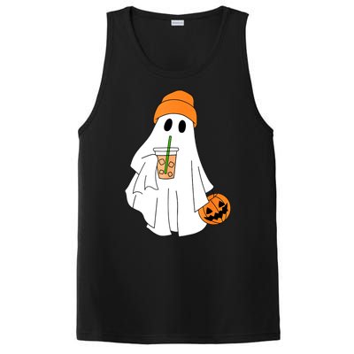 Halloween Ghost Drinking Coffee Funny Ghost Ice Coffee Gift PosiCharge Competitor Tank