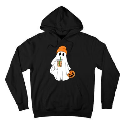 Halloween Ghost Drinking Coffee Funny Ghost Ice Coffee Gift Tall Hoodie