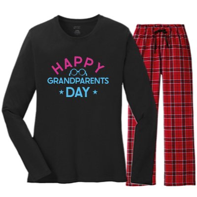 Happy Grandparents Day Celebration Graphic Women's Long Sleeve Flannel Pajama Set 