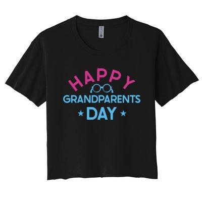 Happy Grandparents Day Celebration Graphic Women's Crop Top Tee