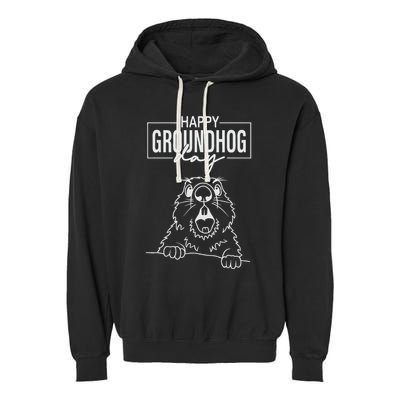 Happy Groundhog Day Garment-Dyed Fleece Hoodie