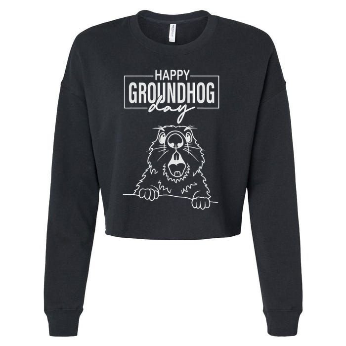 Happy Groundhog Day Cropped Pullover Crew
