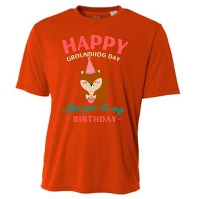 Happy Groundhog Day Birthday Groundhog Lovers Gift Cooling Performance Crew T-Shirt