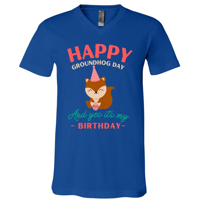 Happy Groundhog Day Birthday Groundhog Lovers Gift V-Neck T-Shirt