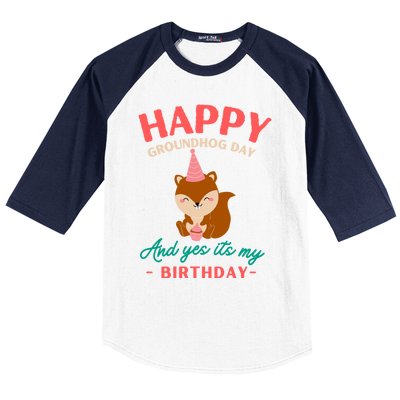 Happy Groundhog Day Birthday Groundhog Lovers Gift Baseball Sleeve Shirt