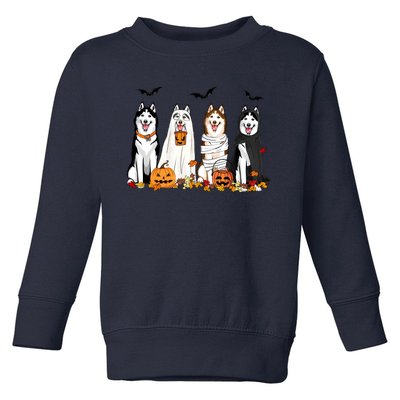 Husky Ghost Dogs Halloween Toddler Sweatshirt