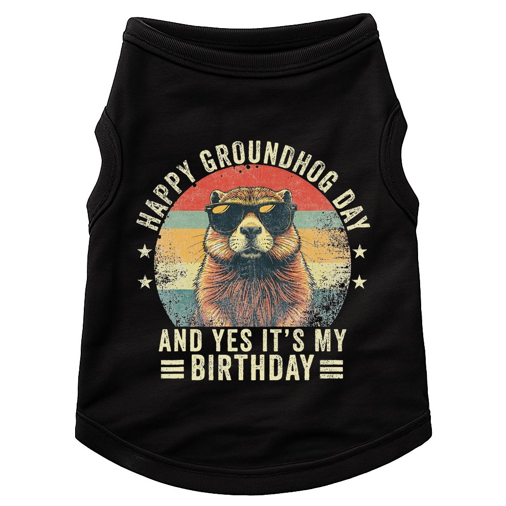 Happy Groundhog Day Birthday Cool Groundhog With Sunglasses Doggie Tank