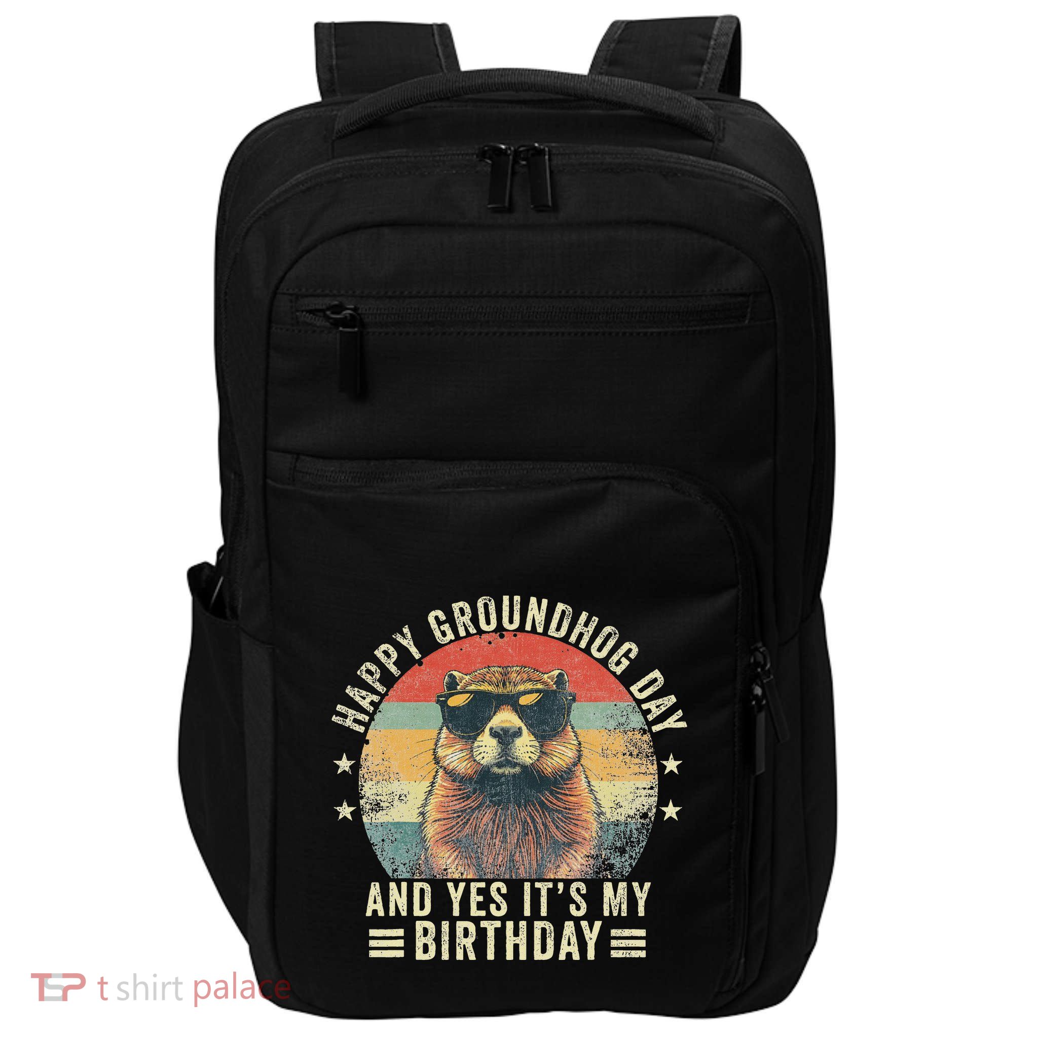 Happy Groundhog Day Birthday Cool Groundhog With Sunglasses Impact Tech Backpack
