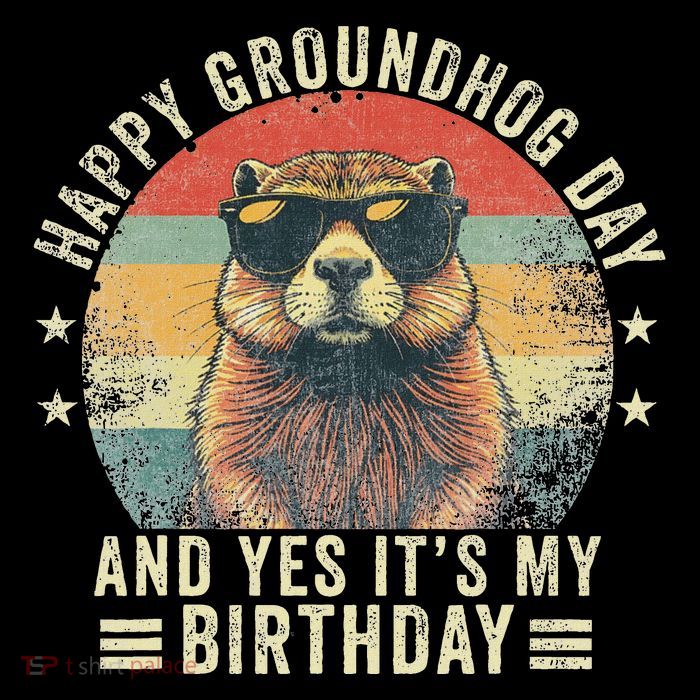 Happy Groundhog Day Birthday Cool Groundhog With Sunglasses Kids T-Shirt