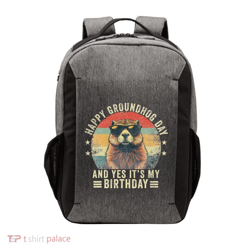 Happy Groundhog Day Birthday Cool Groundhog With Sunglasses Vector Backpack