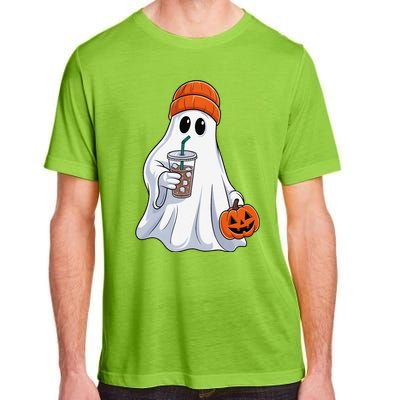 Halloween Ghost Drinking Coffee Ghost Ice Coffee Adult ChromaSoft Performance T-Shirt