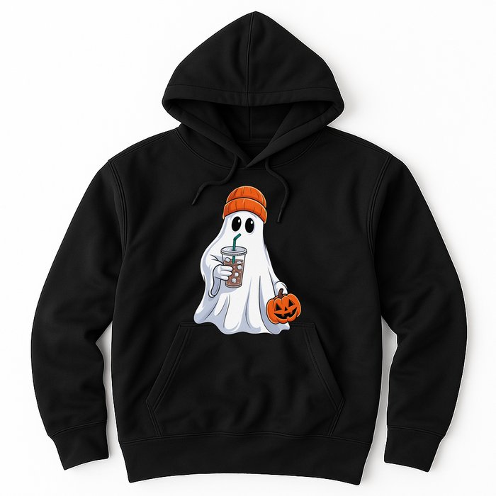 Halloween Ghost Drinking Coffee Ghost Ice Coffee Hoodie