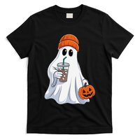 Halloween Ghost Drinking Coffee Ghost Ice Coffee T-Shirt